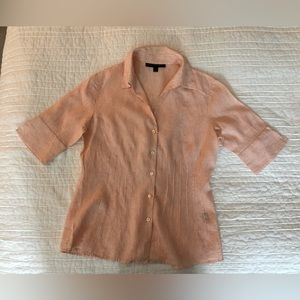 Lafayette 148 size 6 linen blouse. Orange and white stripes.